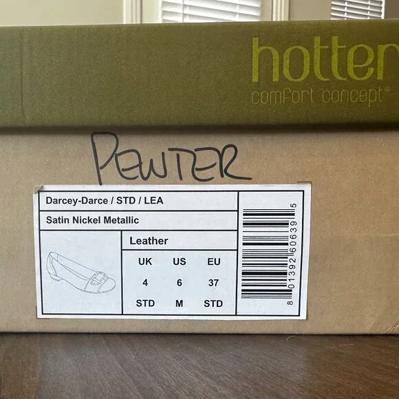 Hotter Darcey-Darce Satin Nickel Metallic Flat with Silver Buckle - Size 6W - Picture 6 of 6